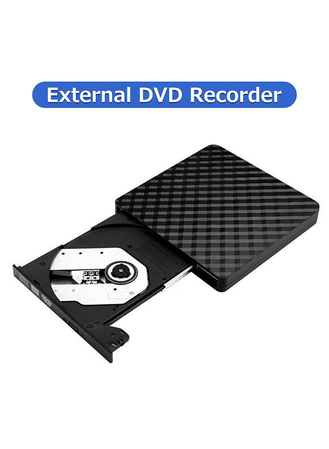 USB3.0 External Optical Drive DVD Burner Recorder CD Player Support One-key Recording Wide Application Black