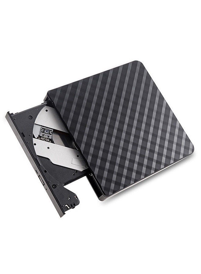 USB3.0 External Optical Drive DVD Burner Recorder CD Player Support One-key Recording Wide Application Black