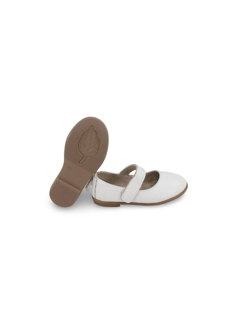 EASY Baby Girls Leather Ballerina – Matte White - Image 1