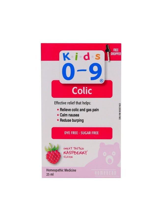 Kids 0-9 Colic Drops Raspberry Flavor 25ml – Homeopathic Medicine, Dye Free & Sugar Free