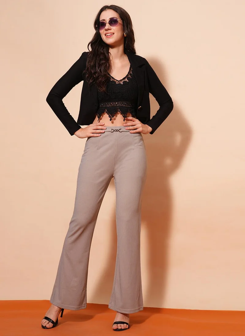 جلو باص جيجينجز نسائي بيج سادة بخصر مرتفع قابل للتمدد من جلوبس