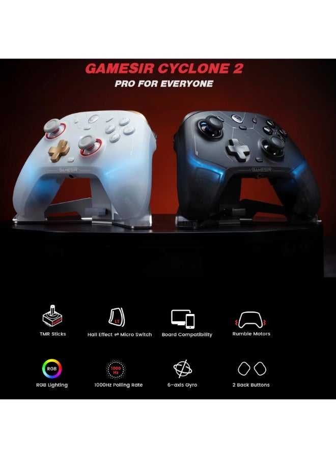 general Professional Gamepad GameSir Cyclone 2 Daybreak Wireless Game Controller for PC / Steam / Switch / Android / iOS with RGB Lamp, Wireless Audio Hall Linear Trigger and Micro Trigger Switch, Six-Axis Gyroscope, Rumble Motors, 860mAh Battery, ABXY Buttons, Back Buttons, D-Pad - Image 5