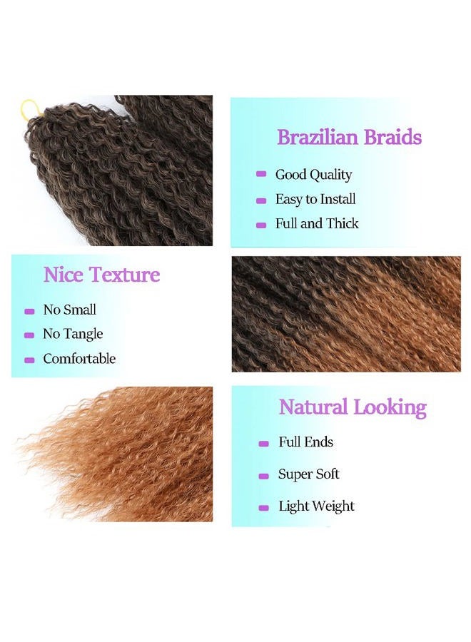 TATOUS Brazilian Curly Crochet Hair Braids Soft Ombre Brown Micro Braiding Extensions Beach Curl Deep Water Wave Synthetic Hair for Black Women (20 Inch 3 Packs) T1b/30# - Image 3