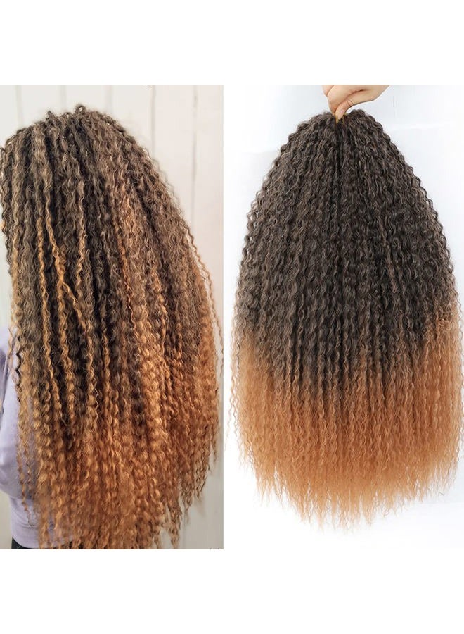 TATOUS Brazilian Curly Crochet Hair Braids Soft Ombre Brown Micro Braiding Extensions Beach Curl Deep Water Wave Synthetic Hair for Black Women (20 Inch 3 Packs) T1b/30# - Image 1