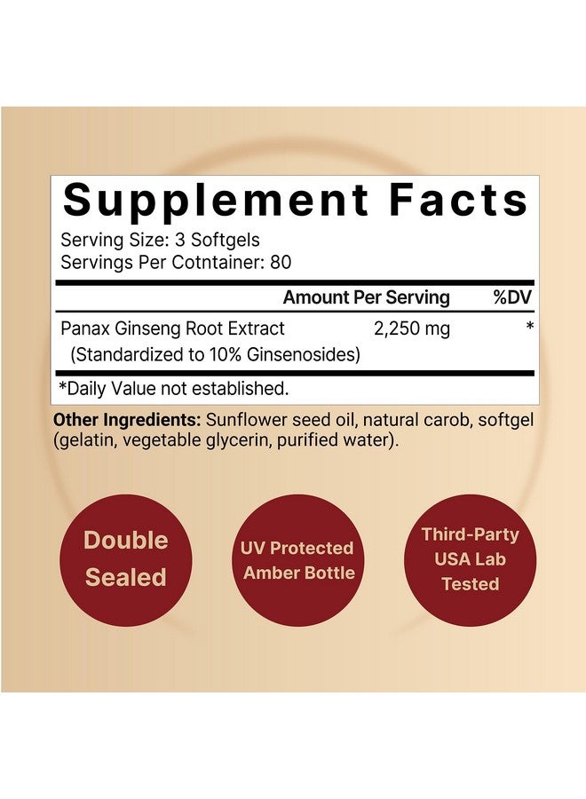 NatureBell Korean Red Ginseng 2,250mg Per Serving, 240 Softgels | Panax Ginseng Root, Standardized to 10% Ginsenosides, Non-GMO, Support Energy, Male Performance, & Immune System - Image 2