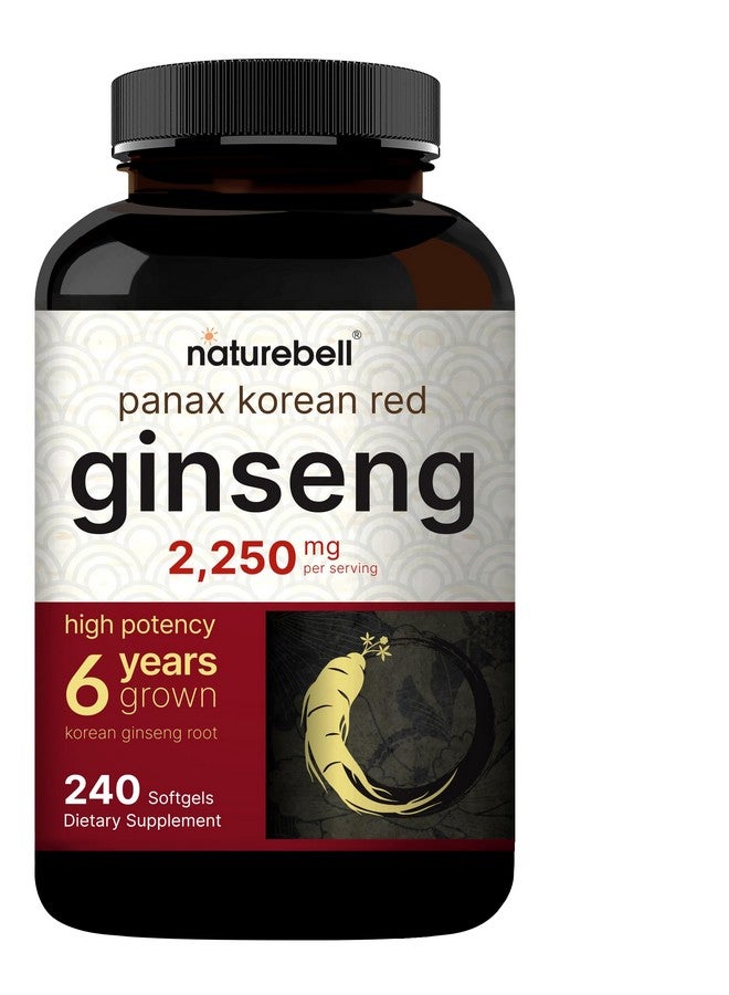 NatureBell Korean Red Ginseng 2,250mg Per Serving, 240 Softgels | Panax Ginseng Root, Standardized to 10% Ginsenosides, Non-GMO, Support Energy, Male Performance, & Immune System - Image 1