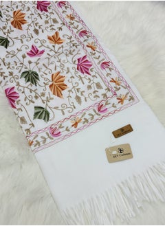 Sky cashmere Embroidered Shawl - White  - Image 2