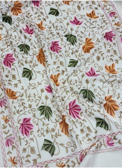 Sky cashmere Embroidered Shawl - White  - Image 3