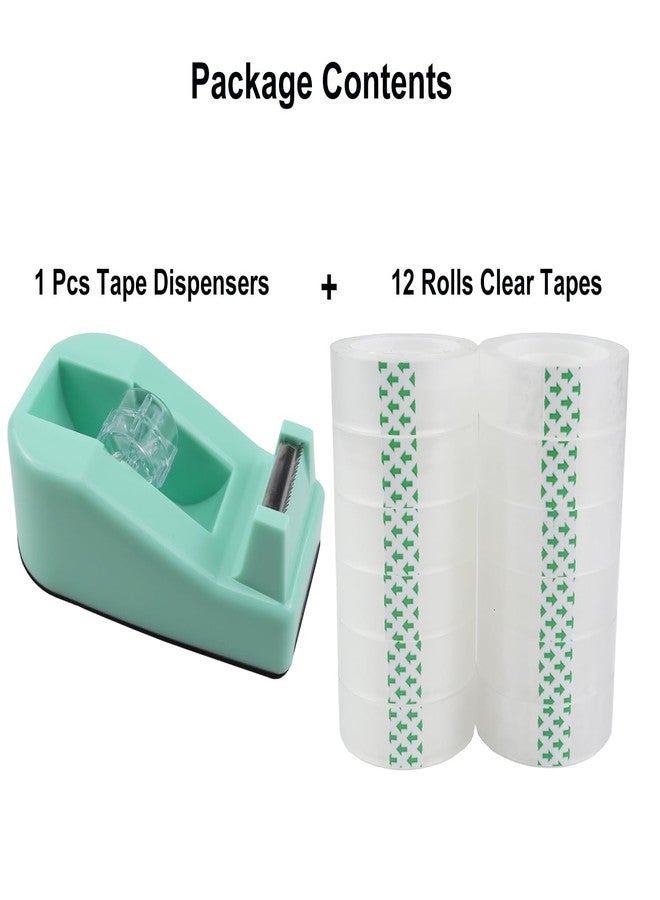 Aacehlh Desktop Tape Dispenser,1 Pack Green Tape Dispensers with 12Rolls Transparent Tape, for Packaging in Office,Restaurant, Flower Shop,Cake Shop (Green) - Image 2