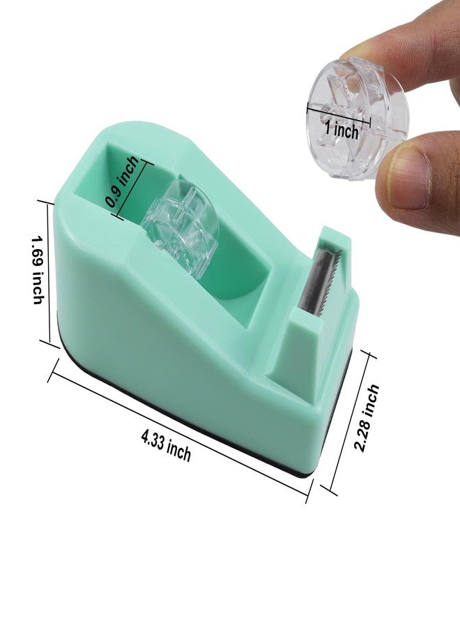 Aacehlh Desktop Tape Dispenser,1 Pack Green Tape Dispensers with 12Rolls Transparent Tape, for Packaging in Office,Restaurant, Flower Shop,Cake Shop (Green) - Image 3
