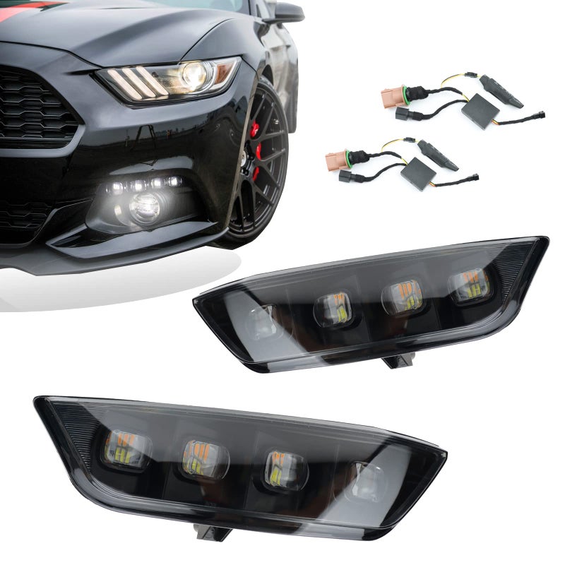 GEEGEETOP Switchback WhiteAmber LED Front Fog Daytime Sequential Running Lamp Flash Turn Signal Feature Accessories for Ford Mustang 20152017 Convertible Coupe