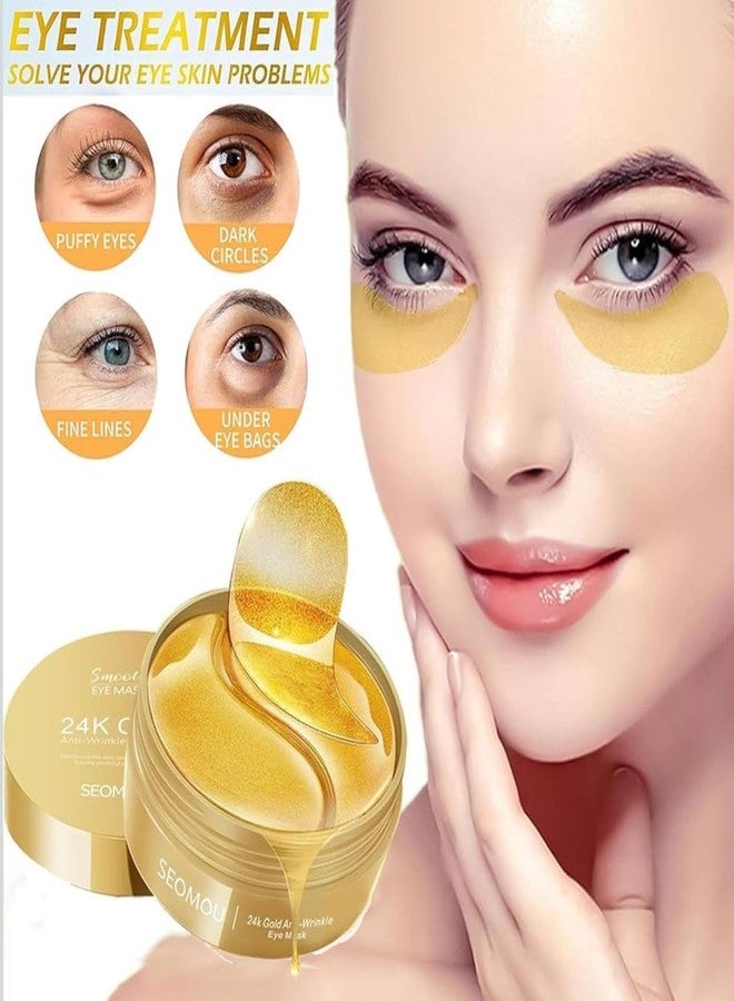 Hirglow 24k Gold Under Eye Patches (60 PCS) eye mask, Collagen Skin Care Products, Eye Patches for Puffy Eyes masks for dark circles, Wrinkles and puffiness, Revitalises and Refreshes Your Skin - Image 2