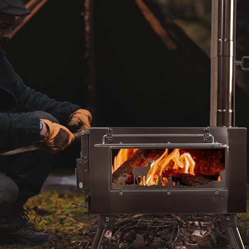 Greyhoo Outdoor Wood Burning Stove, Portable with Chimney Pipe for Cooking, Camping, Tent, Hiking, Fishing, Backpacking - Image 5