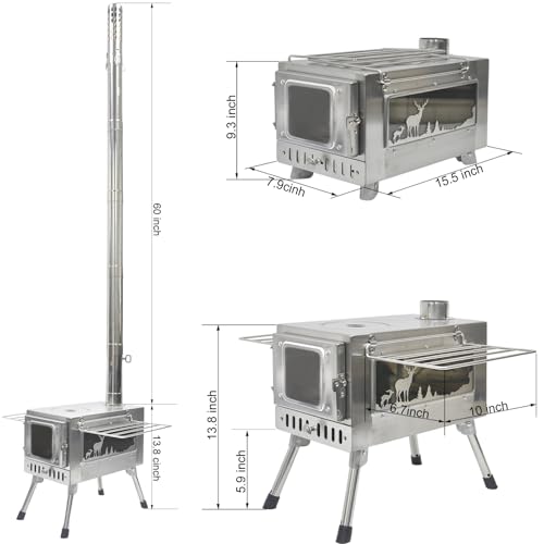 Greyhoo Outdoor Wood Burning Stove, Portable with Chimney Pipe for Cooking, Camping, Tent, Hiking, Fishing, Backpacking - Image 4