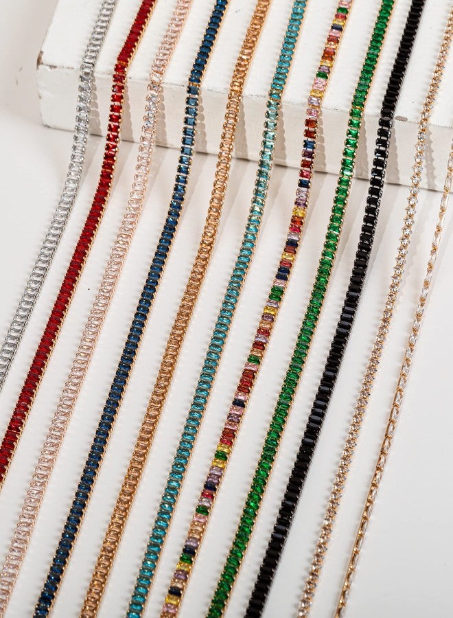 KAOYOO 1 Yards Rectangle Zircon Rhinestones Close Chain Beaded Trim for Sewing Crafts,DIY Decoration(Rainbow Crystal) - Image 4