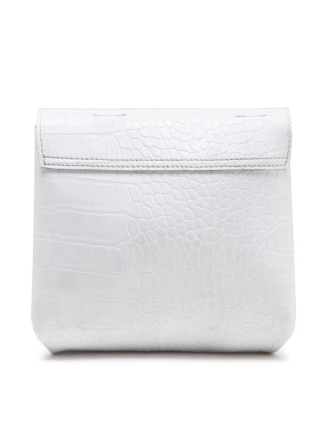 Walrus Croco White color Vegan Leather Women Mini Handbag - Image 4