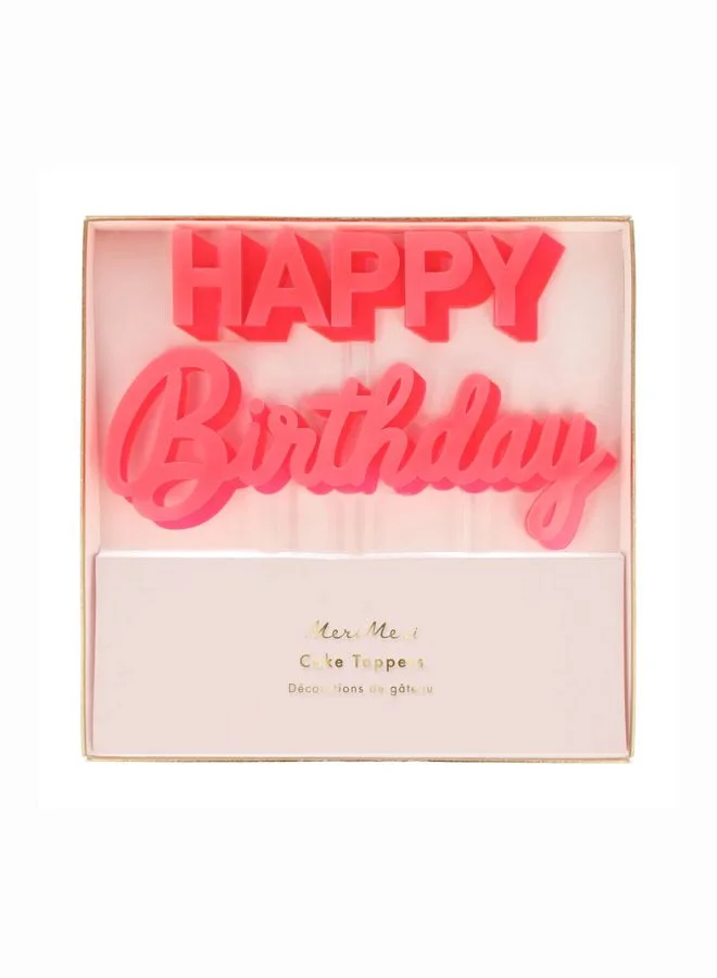 Meri Meri Happy Birthday Pink Acrylic Toppers