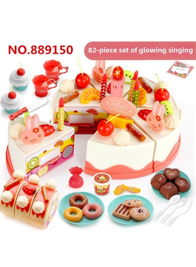 Children's Cutting Fruit Diy Cake Toy Music Electric Birthday Gift Simulation Play House Girl Toy-Color:889145-38PCs No Function 0.27kg - Image 2