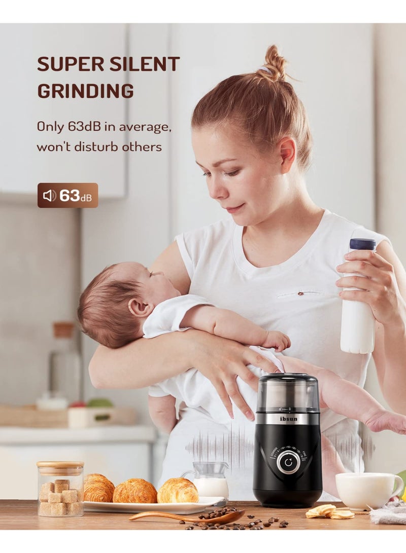 إبسون مطحنة قهوة كهربائية V60 قابلة للتعديل - ناشِر متعدد الوظائف (لطحن البن/التوابل/الإسبريسو) مع وعاء ستانليس ستيل قابل للإزالة - Image 3