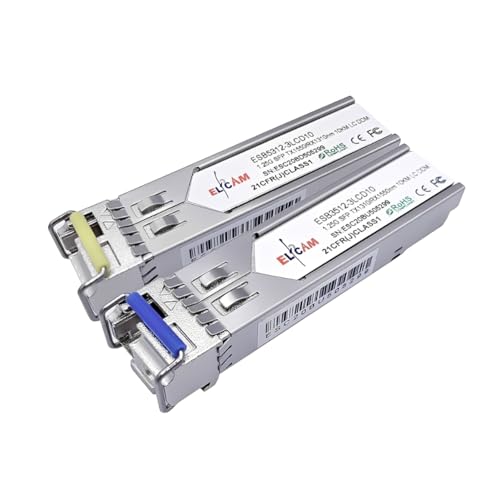 Elfcam® - 1-Piar 1.25G SFP Module Single Mode with The Fiber Optic Port LC/UPC Singlemode Simplex, DDM 10km, Compatible with Cisco and Open Switch - Image 1