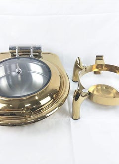 HTH 6.0L Arabic Golden Chafing Dish Buffet Set Stainless Steel Buffet Servers and Warmers Round Chafer Food Warmer with Glass Lid for Party Wedding Catering  - Image 2