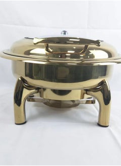 HTH 6.0L Arabic Golden Chafing Dish Buffet Set Stainless Steel Buffet Servers and Warmers Round Chafer Food Warmer with Glass Lid for Party Wedding Catering  - Image 3