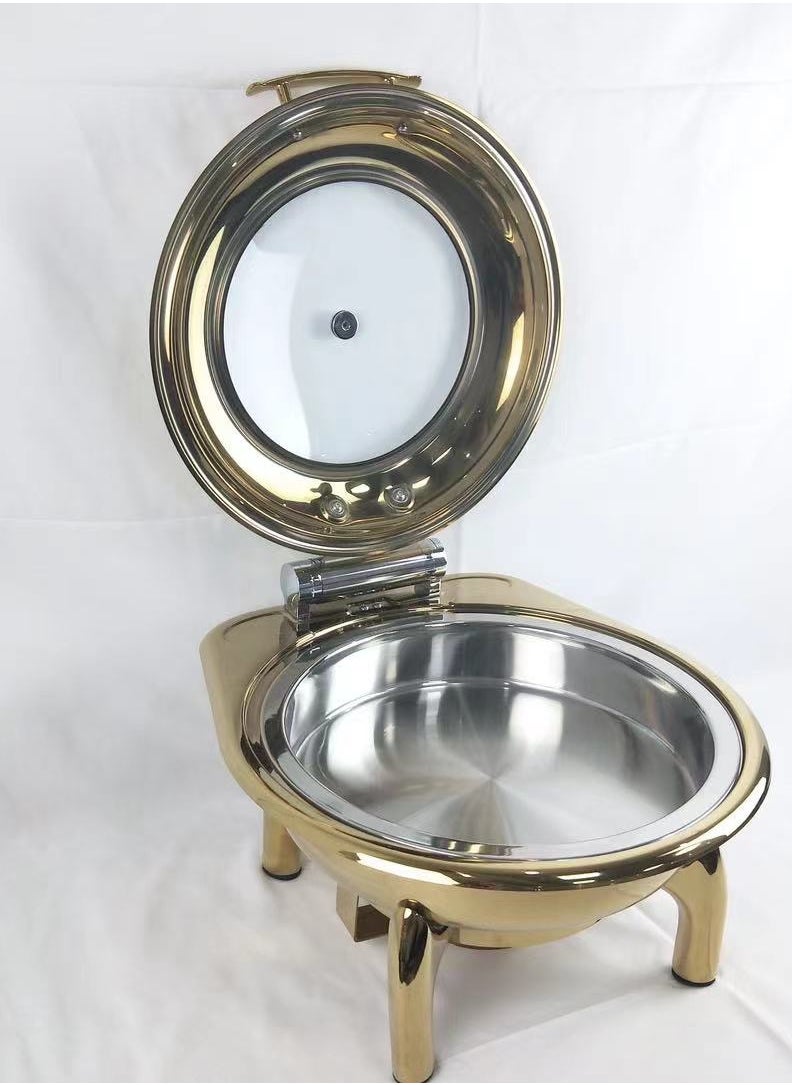 6.0L Arabic Golden Chafing Dish Buffet Set Stainless Steel Buffet Servers and Warmers Round Chafer Food Warmer with Glass Lid for Party Wedding Catering - pzsku/ZC85C7DF6AE82639F8DC4Z/45/_/1738368525/57c2516c-2fef-4909-9087-2576259ad577