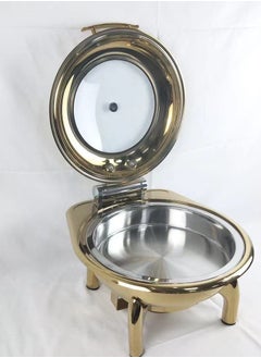 HTH 6.0L Arabic Golden Chafing Dish Buffet Set Stainless Steel Buffet Servers and Warmers Round Chafer Food Warmer with Glass Lid for Party Wedding Catering  - Image 4