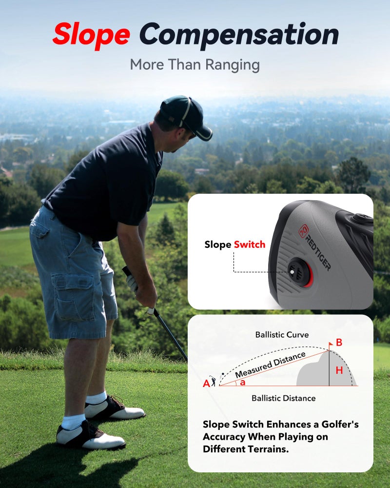 REDTIGER Golf Rangefinder, 7X Magnification 1200 Yards Laser Range Finder with Slope, Built-in Magnetic Bracket, Flag Pole Locking Vibrationï¼†Rechargeable, GolfVue Series 1 pro - Image 4