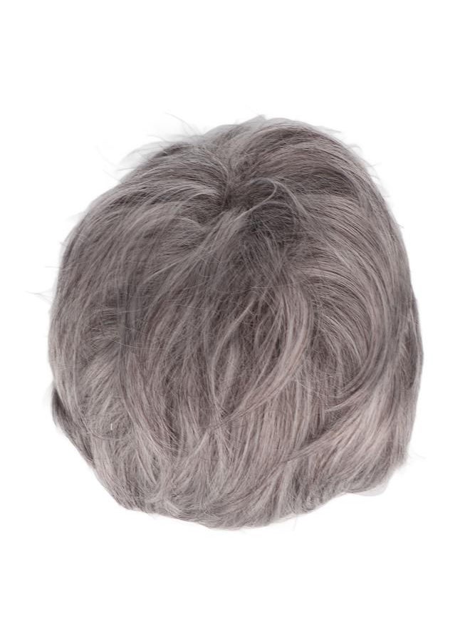 Arabest - Men Gray Short Wig Heat Resistant Synthetic Multipurpose Adjustable Layered Soft Old Man Gray Wig - Image 1