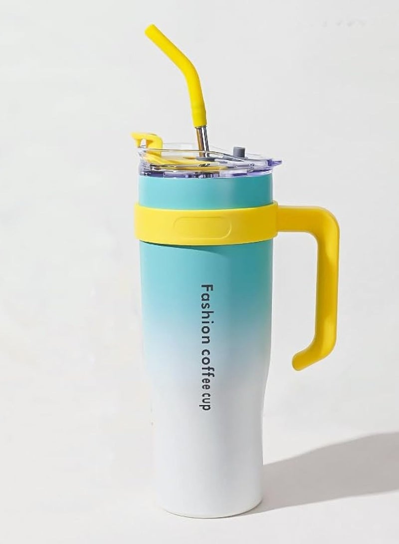 كيلا كوب معزول بسعة 1200 مل من الفولاذ المقاوم للصدأ مع مقبض وماصة، مقاوم للتسرب، كبير السعة، مناسب للقهوة، كوب حراري معزول للسفر والجيم والمنزل - Image 1