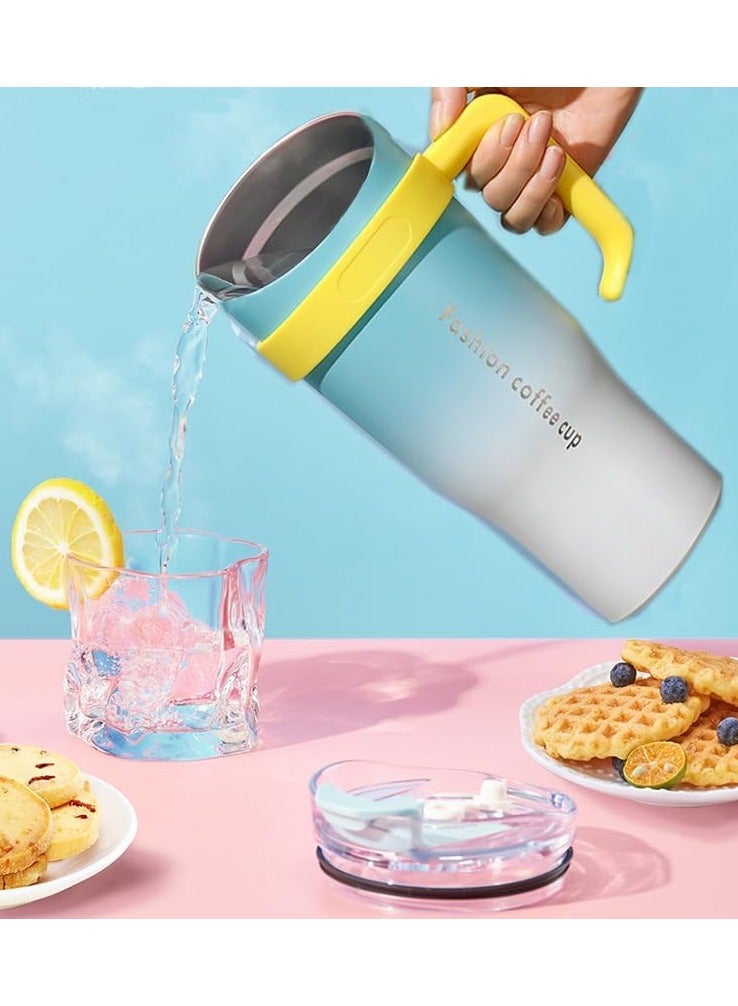 كيلا كوب معزول بسعة 1200 مل من الفولاذ المقاوم للصدأ مع مقبض وماصة، مقاوم للتسرب، كبير السعة، مناسب للقهوة، كوب حراري معزول للسفر والجيم والمنزل - Image 5