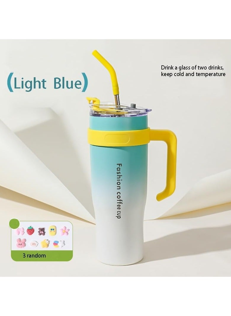 كيلا كوب معزول بسعة 1200 مل من الفولاذ المقاوم للصدأ مع مقبض وماصة، مقاوم للتسرب، كبير السعة، مناسب للقهوة، كوب حراري معزول للسفر والجيم والمنزل - Image 2