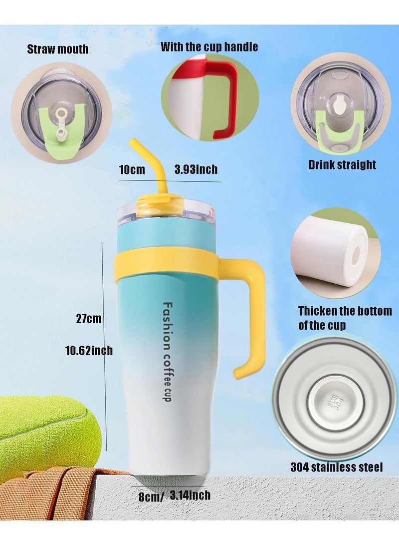 كيلا كوب معزول بسعة 1200 مل من الفولاذ المقاوم للصدأ مع مقبض وماصة، مقاوم للتسرب، كبير السعة، مناسب للقهوة، كوب حراري معزول للسفر والجيم والمنزل - Image 4