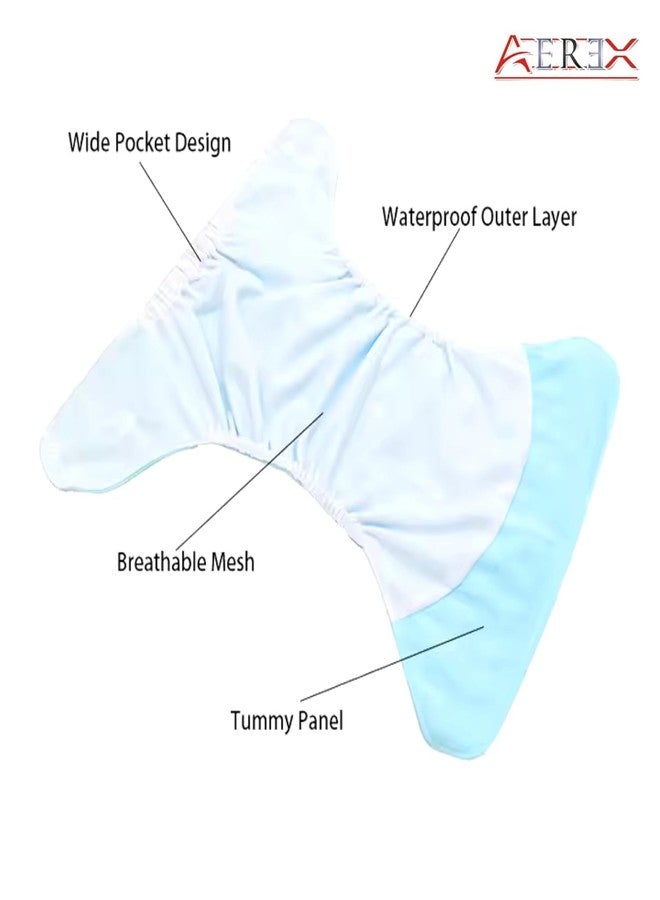 AEREX Premium Reusable Baby Cloth Diapers For 0 to 3 Years Without Insert Pads Leak Proof Washable Diapers For New Born Babies Adjustable Pocket Cloth Diaper Nappies (Multicolor, Pack of 10) - Image 3