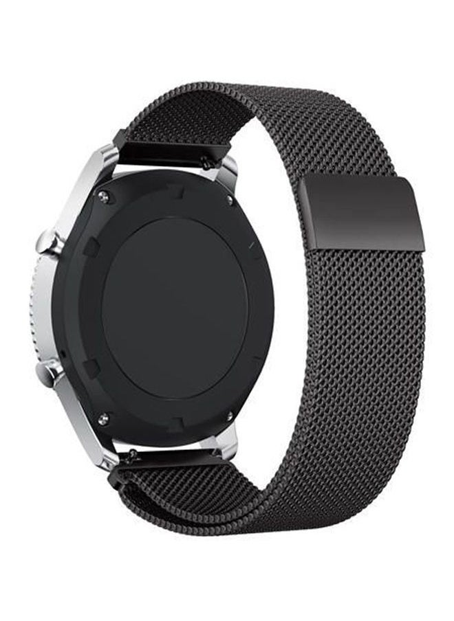 NIBEMINENT - Gear S3 Frontier - Classic Watch Band, Milanese Loop Adjustable Stainless Steel Replacement Strap Bands Black - Image 1