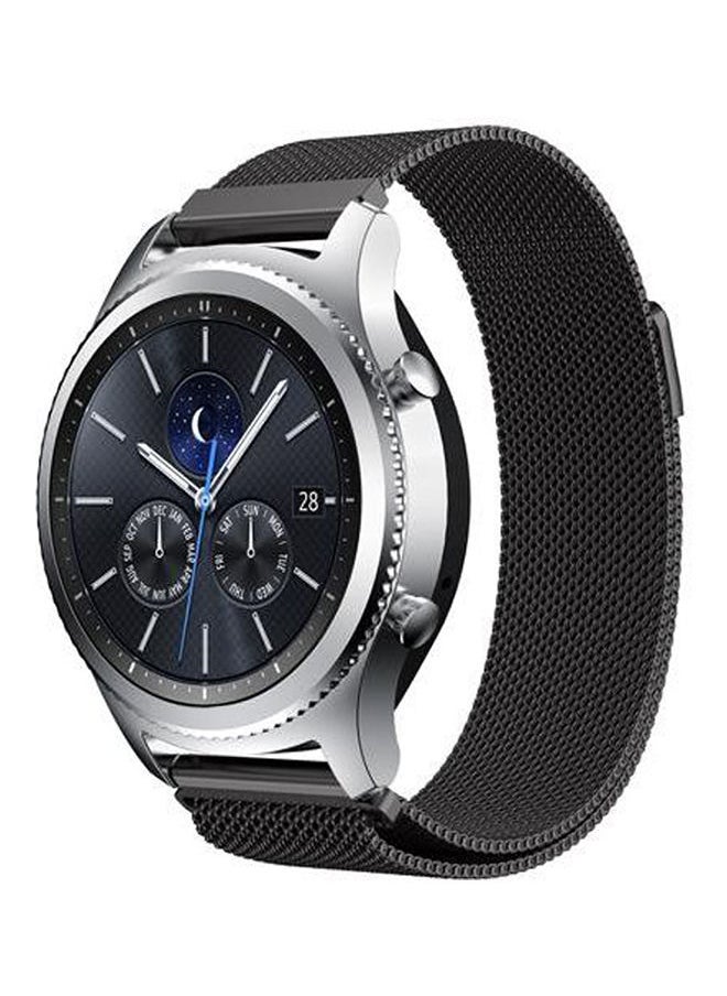 NIBEMINENT - Gear S3 Frontier - Classic Watch Band, Milanese Loop Adjustable Stainless Steel Replacement Strap Bands Black - Image 1