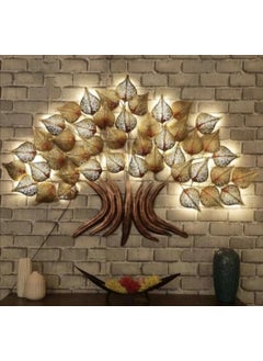 ARThouse Art House Handicraft Big Metal Iron Tree Wall Hanging Decor With Led Light Gold For Home Living Room 90 Cm  - Image 1
