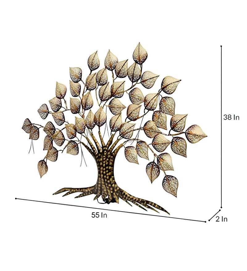 ARThouse Art House Handicraft Big Metal Iron Tree Wall Hanging Decor With Led Light Gold For Home Living Room 90 Cm  - Image 5