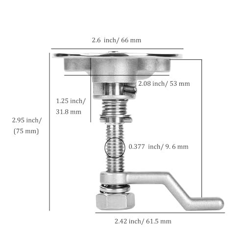 GANGUOLA Heavy Duty Boat Cam Latch 316 Stainless Steel Marine Flush Hatch Pull Adjustable Locking Arm Height with Back Plate and ScrewPack of 2 - Image 3