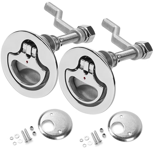 GANGUOLA Heavy Duty Boat Cam Latch 316 Stainless Steel Marine Flush Hatch Pull Adjustable Locking Arm Height with Back Plate and ScrewPack of 2 - Image 1