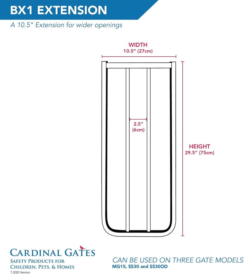 Cardinal Gates ملحق بوابة الأطفال Cardinal Gates BX1 يناسب بوابات الأمان Cardinal Gates ملحق بوابة الكلاب بعرض 105 بوصة بني - Image 3