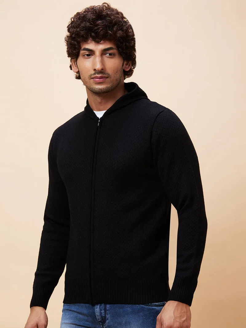globus  Globus Men Black Solid Casual Cardigan Sweater for Men | Best Price UAE