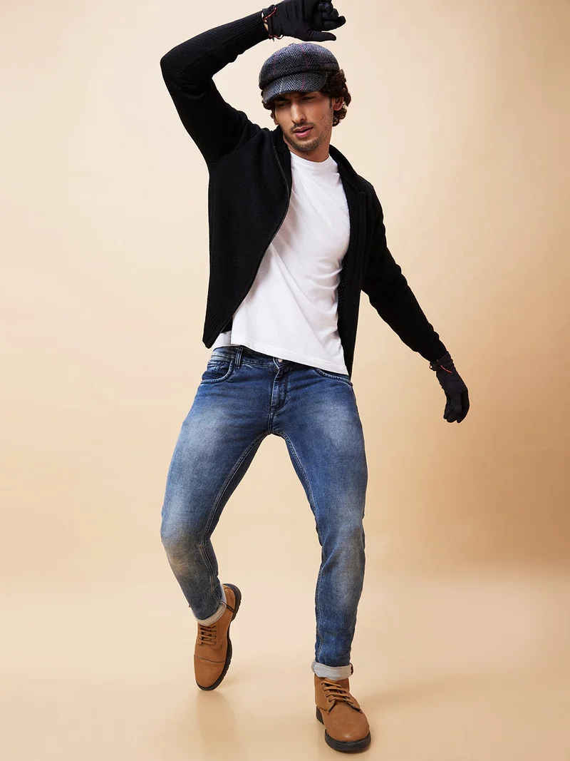 globus  Globus Men Black Solid Casual Cardigan Sweater for Men | Best Price UAE