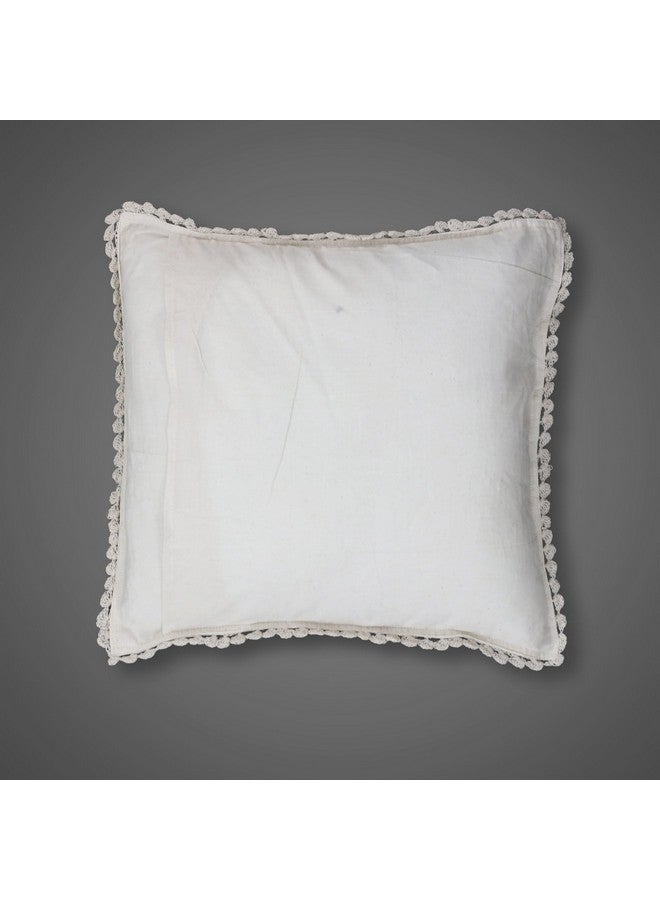 Peepul Tree Handmade Crochet Cotton Cushion Pillow Cover Boho Home Decor Quad Pattern for Sofa Set Bed Living Room Bedroom with Back Zipper 16 x 16 Inches Off White Color Pack of 2 - Image 4