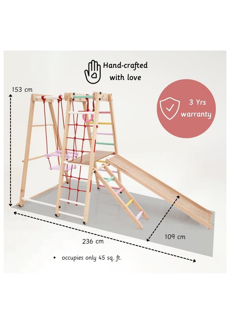 Ariro Jungle Gym Ultimate Kids Wooden Play Set with Swing, Slide and Mini Trampoline - Image 3