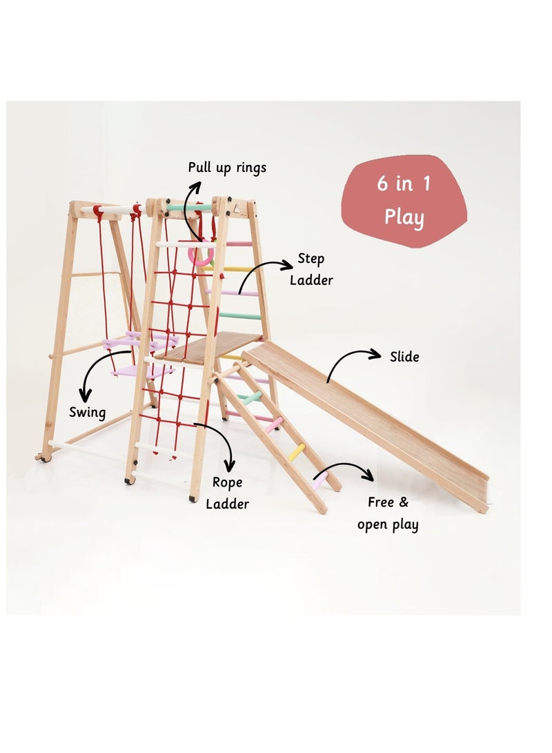 Ariro Jungle Gym Ultimate Kids Wooden Play Set with Swing, Slide and Mini Trampoline - Image 5