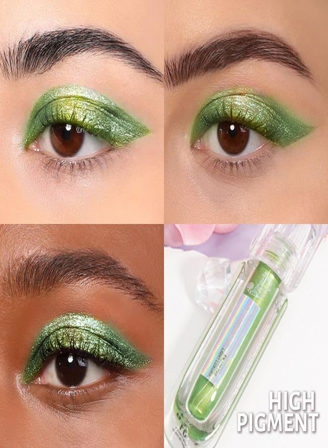 AMY'S DIARY Duochrome MultiChrome Chameleon Liquid Metallic Eyeshadow, High-Impact Multi-Dimensional Finish,Green Silky Smooth and High Pigment Holographic Glitter Eyeshadow Makeup (01#) - Image 2
