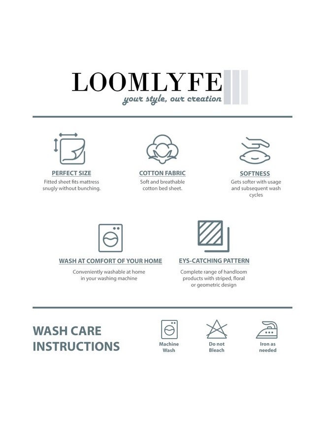 LOOMLYFE 300 TC Cotton Feel Glace Cotton Elastic Fitted Printed Queen Size Double Bed Bedsheet with 2 Pillow Covers Fits Upto 8 inches,Size- 60x78x10 Inches, BlueArrow - Image 5