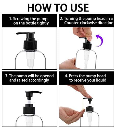 Prakash Empty Plastic Pump Bottles Dispenser 500ml Portable Clear BPAFree Cylinder Shampoo Lotion Hand Pump Bottle Durable Refillable Containers for Massage Oil Liquid Soap Pack of 6 - Image 4